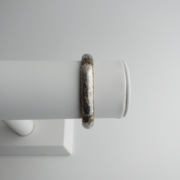 Stackable Stretch Bracelet Gold Beaded Cuff Bangle - Picture 2 of 5